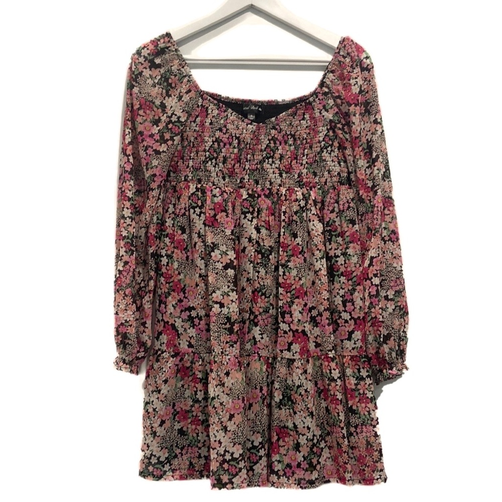 Crystal Doll Pink Floral Flower Stretch Mini Dress Size Small